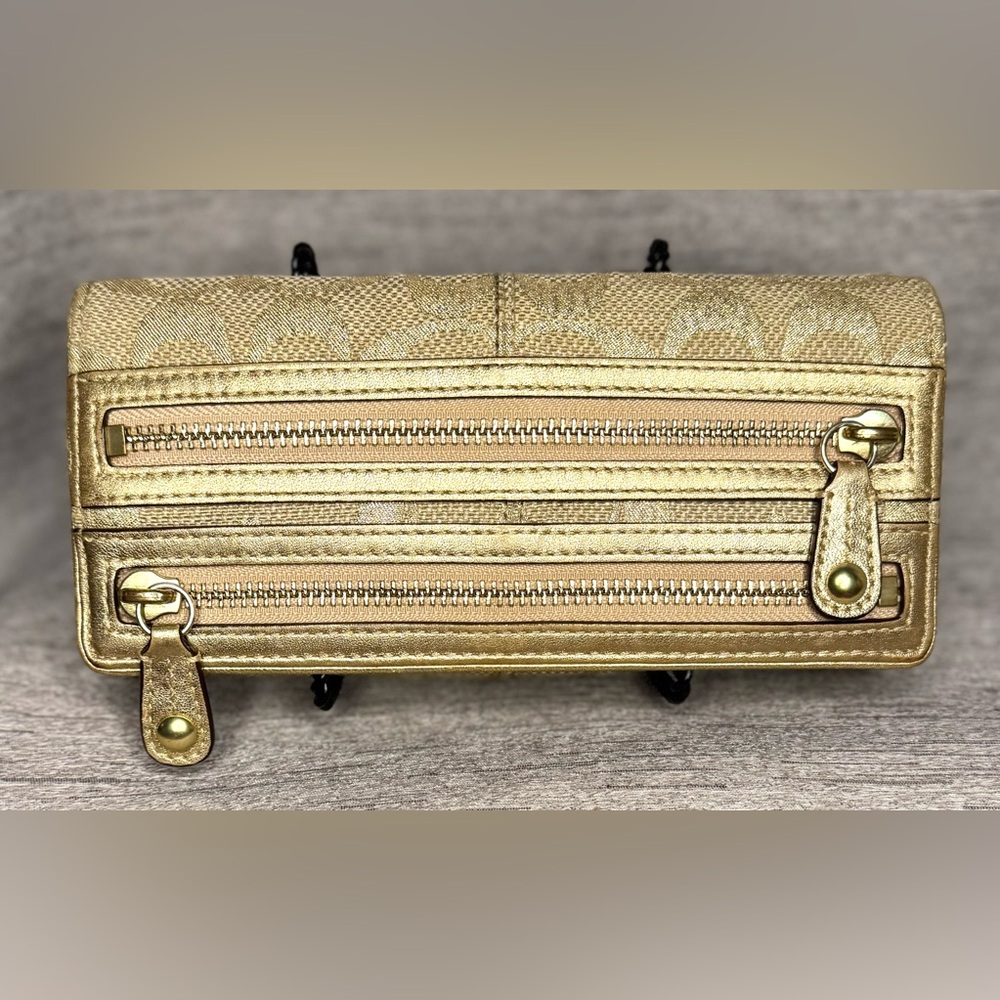 Coach Gold Bonnie Cashin Envelope Leather Jacquard Wallet w/ Yellow Interior 8x4